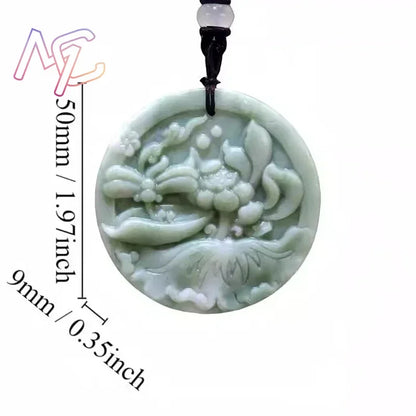 Light Green Natural Jade Flower Heart Pendant Necklace Real Jewellery Carved Gemstone Fashion Charm Amulet Gifts for Women Men