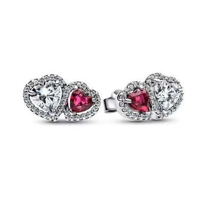 European New S925 Silver Zircon Heart-ShapedColored Earrings Suitable For Women's Holiday Exquisite Charm Jewelry Gifts