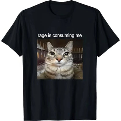 Rage Is Consuming Me Staring Cat Meme T-Shirt