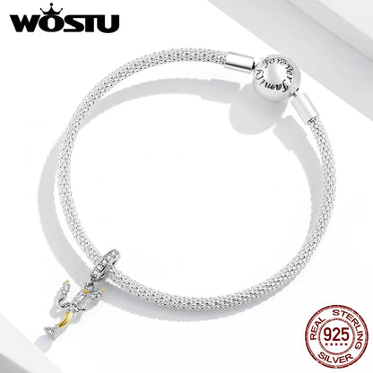 WOSTU Hot Sale 925 Sterling Silver Colock Pendant Magic Can Dangle Charm fit Original Bracelet & Necklace Fine Jewelry Gift