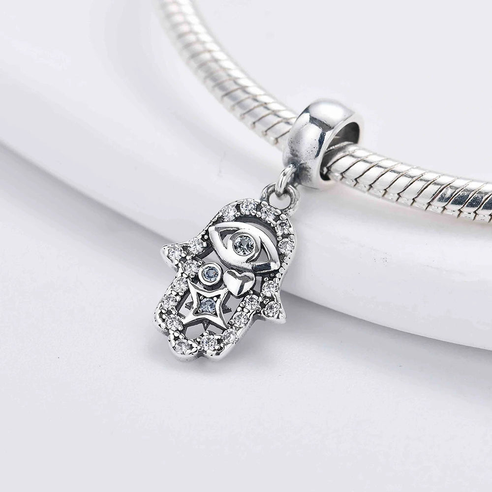 New 925 Silver Eye Palm Skull Wings Sun Pendants Charms Beads Fit Original Bracelet Accessories DIY Jewelry For Women