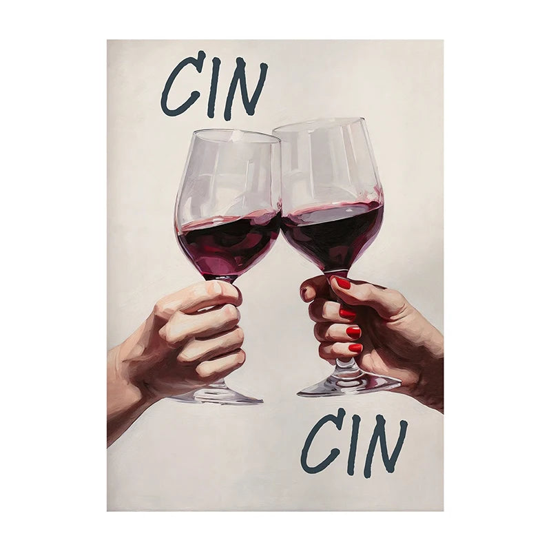 Funny Statement Piece Modern Still Life Poster Red Wine Pizza Crackers Art Print Food Wall Art Picture for Kitchen Home Decor