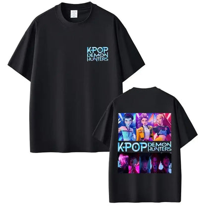 KPop Demon Hunters Rumi Mira Zoey Saja Boys Derpy Tiger Double Sided Print T-shirts