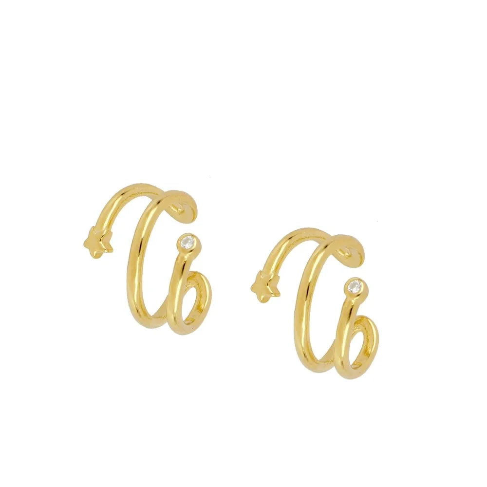 JINFU Gold Plated Earrings Set For Women Boho Style CZ Zircon Women's Clip Stud Dangle Hoop Earrings 2022 Jewelry Wholesale
