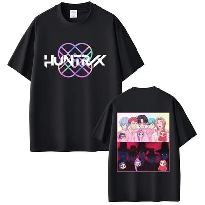 KPop Demon Hunters Rumi Mira Zoey Saja Boys Derpy Tiger Double Sided Print T-shirts