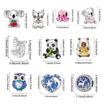 925 Sterling Silver Panda  Butterfly Kapibala Octopus Charms Beads Fit Original Pan Bracelet Bangle High Quality DIY Jewelry