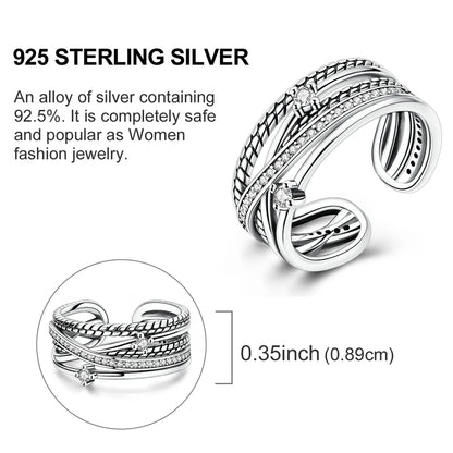 New 925 Sterling Silver Open Ring Hollow Rose Infinite Love Simple Ring Women Wedding Engagement Party Jewelry Gift