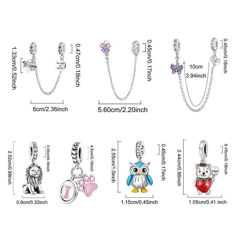 925 Sterling Silver Panda  Butterfly Kapibala Octopus Charms Beads Fit Original Pan Bracelet Bangle High Quality DIY Jewelry