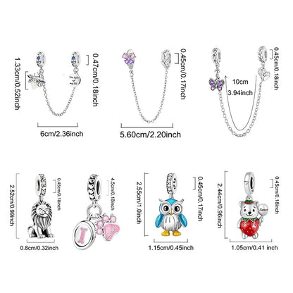 925 Sterling Silver Panda  Butterfly Kapibala Octopus Charms Beads Fit Original Pan Bracelet Bangle High Quality DIY Jewelry