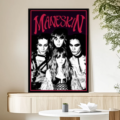 M-Maneskin D-Damiano David Band Poster HD Art Sticky Wall Waterproof Home Living Room Bedroom Bar Aesthetic Decoration