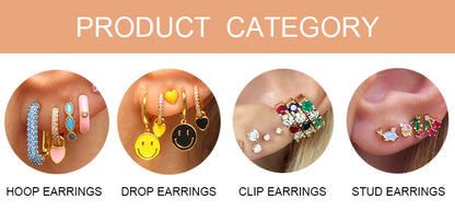 JINFU Gold Plated Earrings Set For Women Boho Style CZ Zircon Women's Clip Stud Dangle Hoop Earrings 2022 Jewelry Wholesale