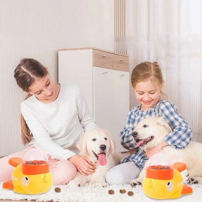Yellow Duck Pet Automatic Feeder Adjustable Dog Snack Feeder Non Slip Pet Interactive Toy for Dog Cat Intelligent Training Toy