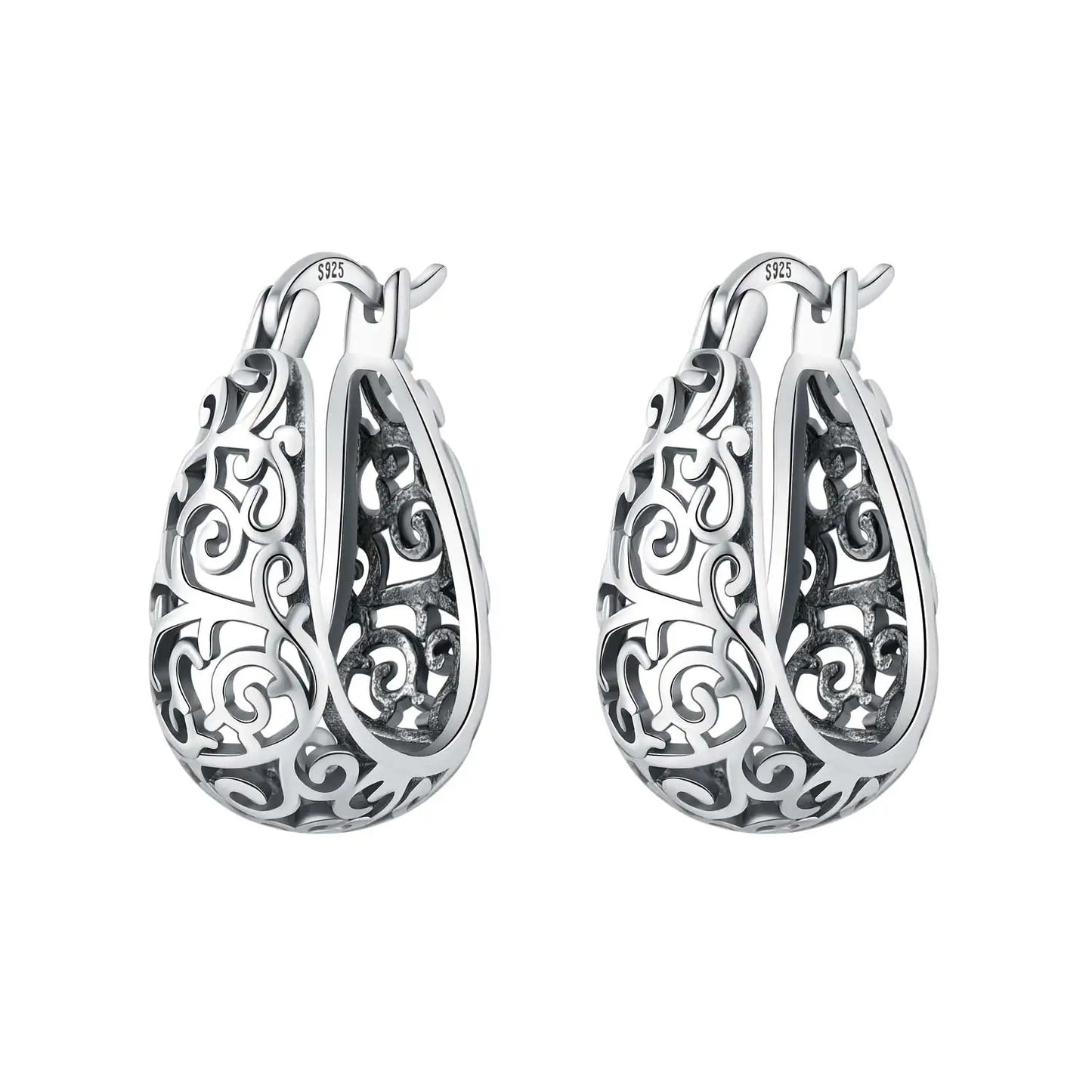 CYMYSS 2025 New 925 Sterling Silver Classic Hollow-out Versatile Hoop Earrings for Women Fine Jewelry Ideal Birthday Party Gifts