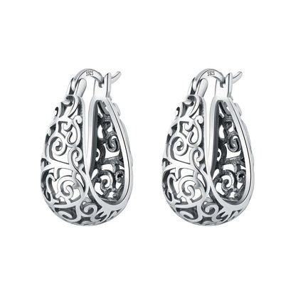 CYMYSS 2025 New 925 Sterling Silver Classic Hollow-out Versatile Hoop Earrings for Women Fine Jewelry Ideal Birthday Party Gifts