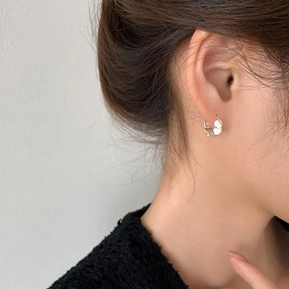 Real 925 Sterling Silver Gisc Geometric Hoop Earrings For Women Classic Fine Jewelry Minimalist Accessories