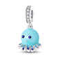 Blue Series 925 Sterling Silver Turtle,Whale & Seahorse Dangle Charm Fits Bracelet Kids Ocean Jewelry Accessories