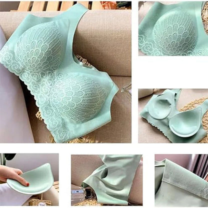 Secret Dig Women No Steel Ring Bar Push Up Lace Bustier Bra Thin Comfortable Breathable Underwear Intimates Removable Padding