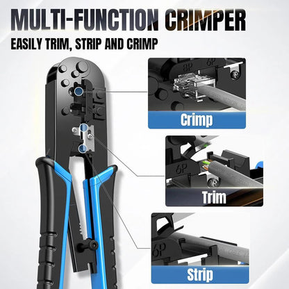 RJ45 Crimper RJ11 RJ45 Crimping Tool Ethernet Network LAN Cable Crimper Cutter Stripper Plier for 6P 8P RJ11 RJ12 RJ45