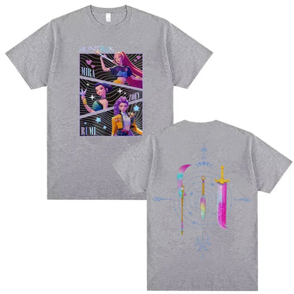 Hot Sale Kpop Demon Hunters Merch T Shirt Men Women Clothing Harajuku Fashion Aesthetic T Shirts Casual 100_ Cotton T-shirt Tops