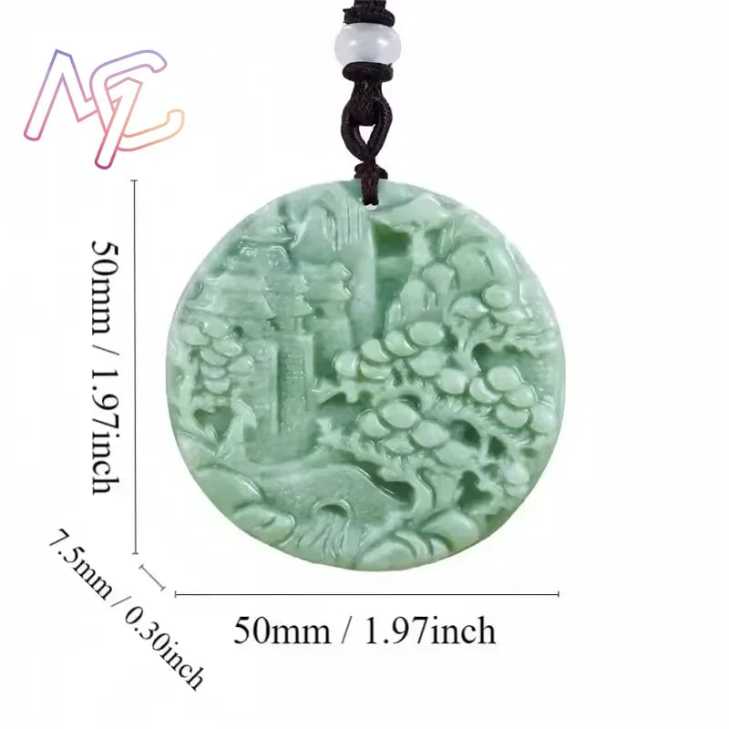 Light Green Natural Jade Flower Heart Pendant Necklace Real Jewellery Carved Gemstone Fashion Charm Amulet Gifts for Women Men