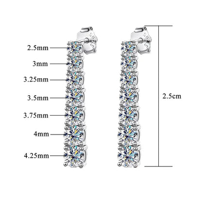 FEOBUR 2.8CT Full Moissanite Drop Earrings for Women Original 925 Sterling Silver Tassel Dangle Earrings Bridal Wedding Jewelry