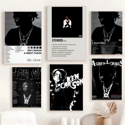 Pop Singer Ken Carson A Great Chaos Poster Poster Paper Print Home Living Room Bedroom Entrance Bar Cafe Art Painting Decoration