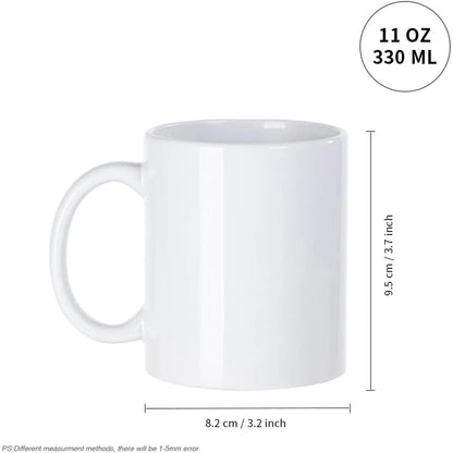 8 Pack 11oz White Sublimation Coffee Mugs Blank Ceramic Cups Custom Design Printing Gift Ideas Bulk