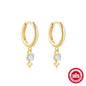 Sterling Silver Opal Star Charm Gold Hoop Earrings