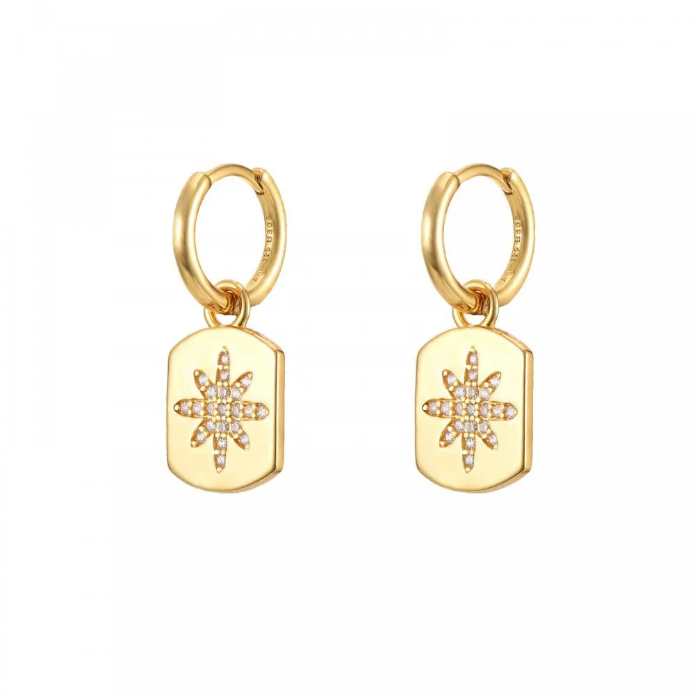 JINFU Gold Plated Earrings Set For Women Boho Style CZ Zircon Women's Clip Stud Dangle Hoop Earrings 2022 Jewelry Wholesale