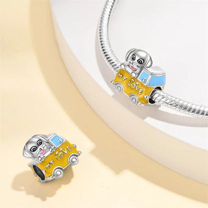925 Sterling Silver Motorcycle Red Sports Car SUV Bus Car Keys Charm Pendants For Women Fit DIY Bracelets Party Birthday Jewelry