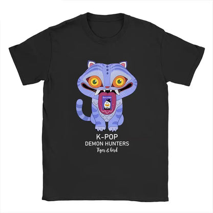 Men's T-shirt New American Harajuku Style K-pop Demon Hunter Tiger and Bird Demon Hunter Tiger Print T-shirt streetwear Unisex