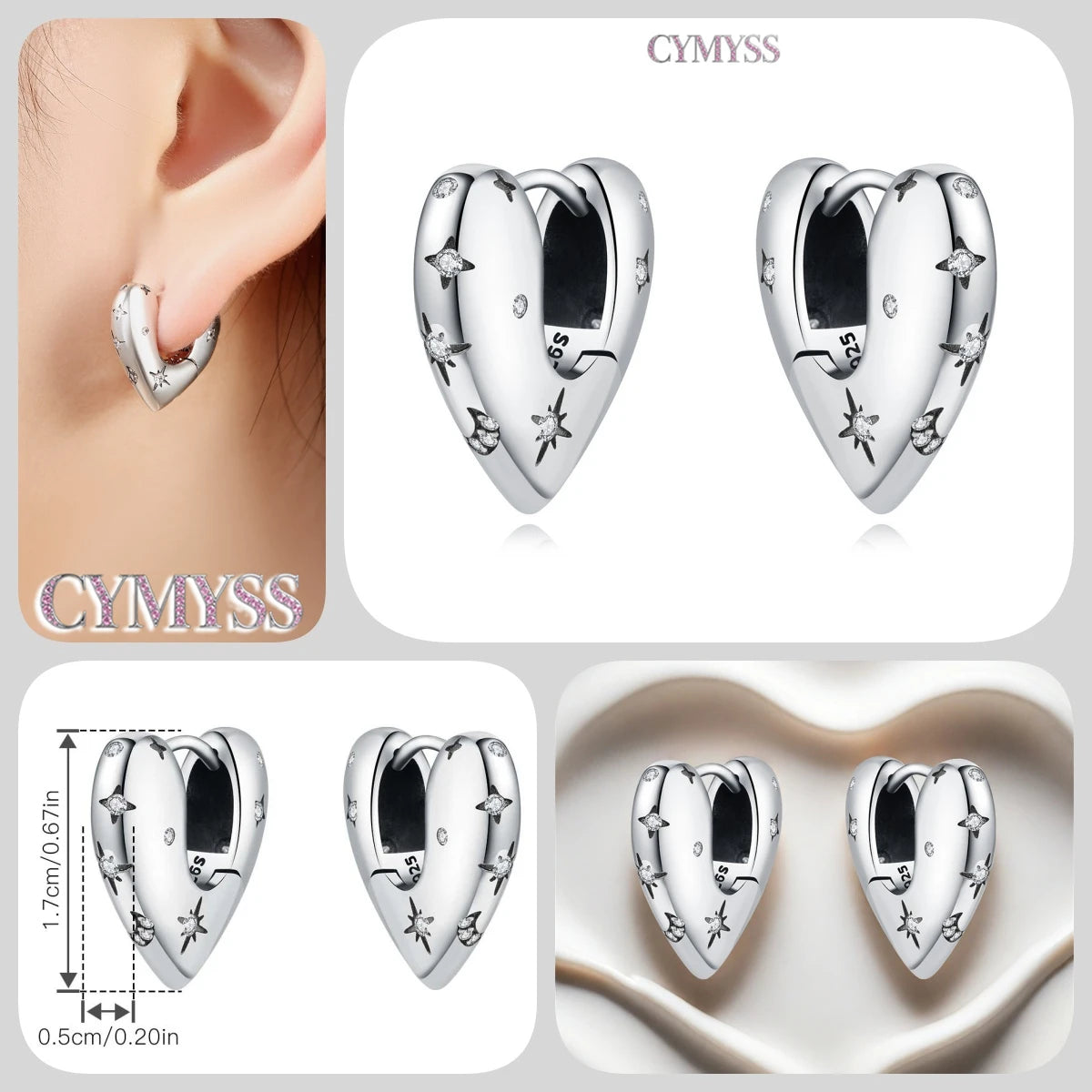 CYMYSS 2025 New 925 Sterling Silver Classic Hollow-out Versatile Hoop Earrings for Women Fine Jewelry Ideal Birthday Party Gifts