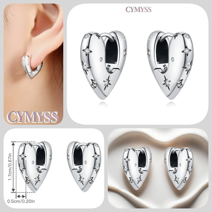 CYMYSS 2025 New 925 Sterling Silver Classic Hollow-out Versatile Hoop Earrings for Women Fine Jewelry Ideal Birthday Party Gifts