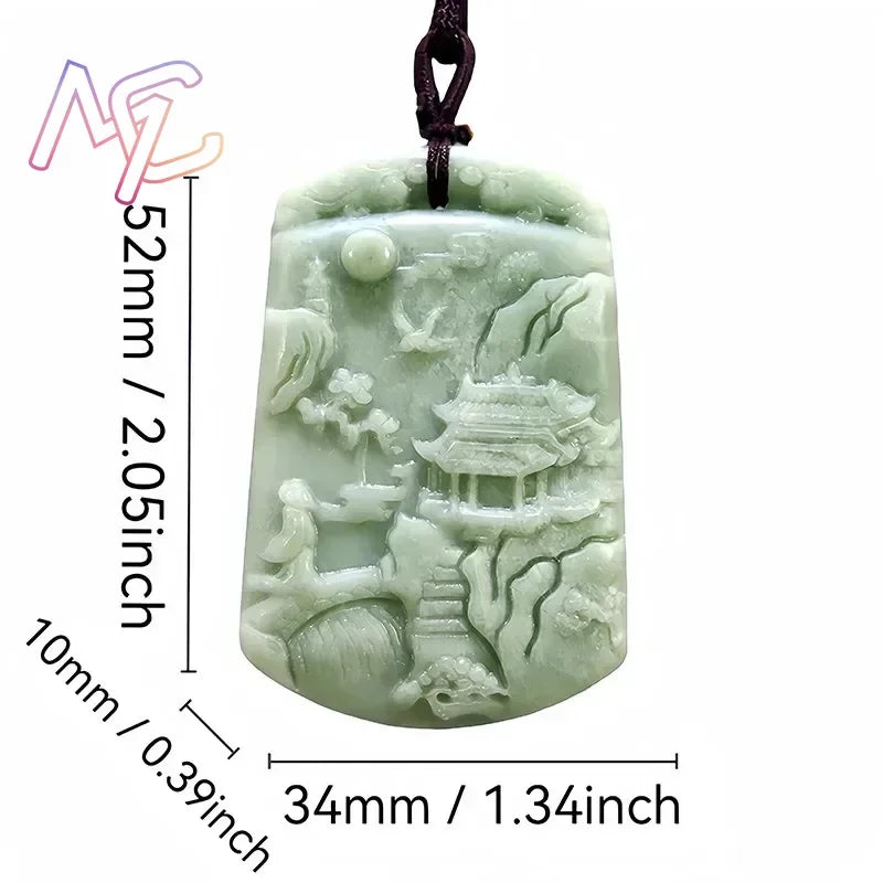 Light Green Natural Jade Flower Heart Pendant Necklace Real Jewellery Carved Gemstone Fashion Charm Amulet Gifts for Women Men