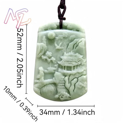 Light Green Natural Jade Flower Heart Pendant Necklace Real Jewellery Carved Gemstone Fashion Charm Amulet Gifts for Women Men