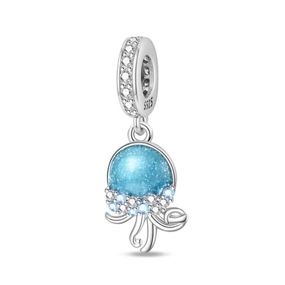 Blue Series 925 Sterling Silver Turtle,Whale & Seahorse Dangle Charm Fits Bracelet Kids Ocean Jewelry Accessories