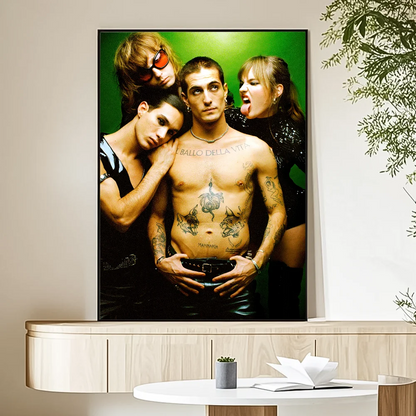 M-Maneskin D-Damiano David Band Poster HD Art Sticky Wall Waterproof Home Living Room Bedroom Bar Aesthetic Decoration