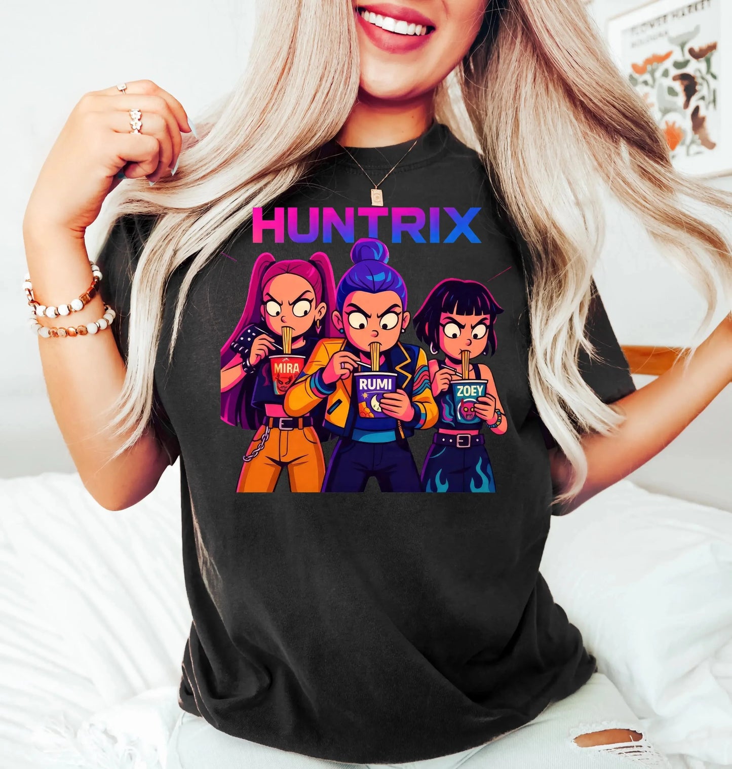 KPDH Huntrix Demon Hunters Christmas Sweatshirt, Merry Huntrix Christmas Shirt Kpop Demon Hunters Mira Rumi Derpy Tiger Shirt