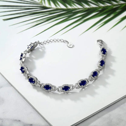 925 Sterling Silver Oval Gemstone Birthstone Tennis Bracelet for Women Fine Jewelry Gifts for Her Mom Women Wife USA Warehouse