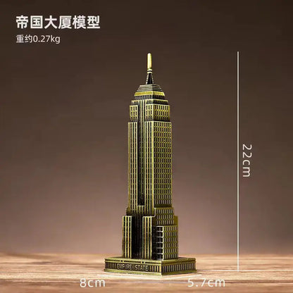 Iron Landmark Building Model Eiffel Tower Oriental Pearl Creative Home Decor Living Room Decorations Metal Ornaments