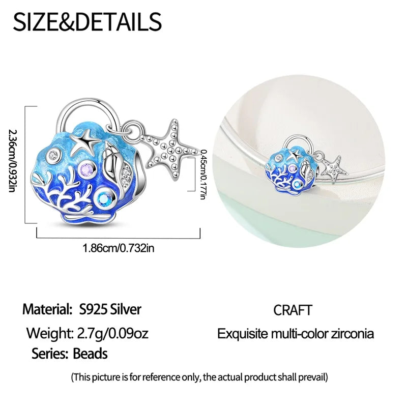 Blue Series 925 Sterling Silver Turtle,Whale & Seahorse Dangle Charm Fits Bracelet Kids Ocean Jewelry Accessories