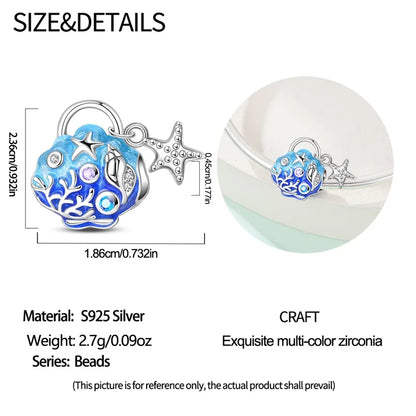 Blue Series 925 Sterling Silver Turtle,Whale & Seahorse Dangle Charm Fits Bracelet Kids Ocean Jewelry Accessories