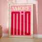 Maximalist Eclectic Posters and Prints Pink French Quotes Bisou Bisou Bonjour Bonne Nuit Wall Art Living Room Home Decor