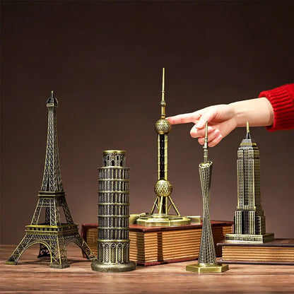 Iron Landmark Building Model Eiffel Tower Oriental Pearl Creative Home Decor Living Room Decorations Metal Ornaments