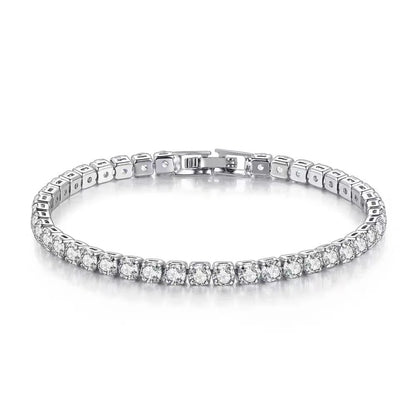 S925 Sterling Silver Bracelet Zirconia Tennis Ball Women Fashion Simple Engagement Wedding Charm Jewelry 4mm 16-20cm