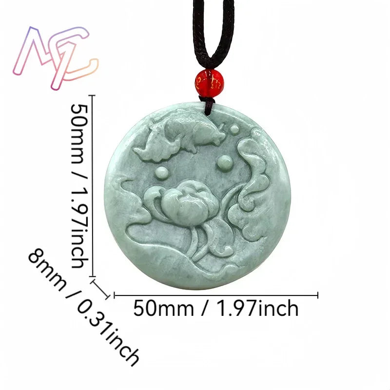 Light Green Natural Jade Flower Heart Pendant Necklace Real Jewellery Carved Gemstone Fashion Charm Amulet Gifts for Women Men