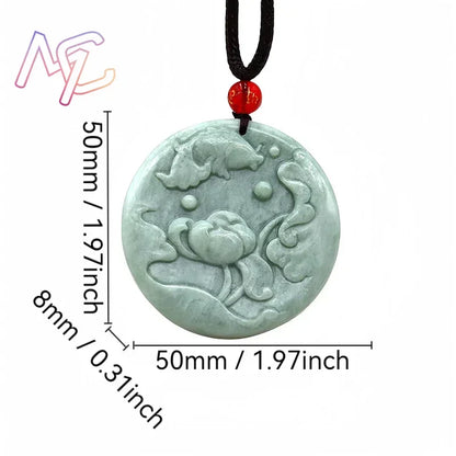 Light Green Natural Jade Flower Heart Pendant Necklace Real Jewellery Carved Gemstone Fashion Charm Amulet Gifts for Women Men