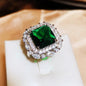 925 Silver New Luxury Set Princess Square Diamond Opening Ring Women's Fashion Tanzanite Sapphire Engagement Ring