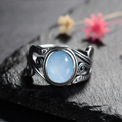 Natural 8x10MM Rose Quartz  Rings Vintage S925 Silver Finger Ring for Women Gift Luxury Rhodochrosite Stone Jewelry