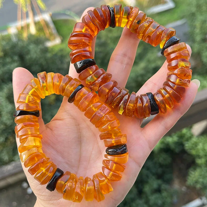 Big Natural Amber Bracelet for Unisex Gift Irregular New Unique 100% Genuine Ambre Diy Beads Healing Jewelry Supplier Wholesale